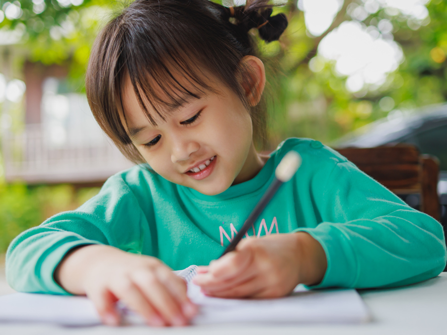 child writing