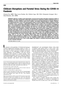 Screenshot of first page of "Childcare Disruptions and Parental Stress During the COVID-19 Pandemic"