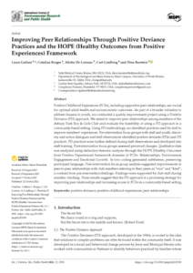 Screenshot of first page of Improving Peer Relationships Through Positive Deviance Practices and the HOPE (Healthy Outcomes from Positive Experiences) Framework