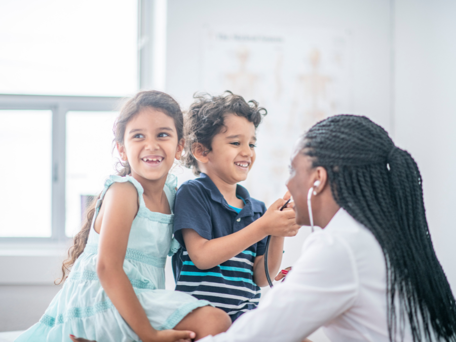 Two children with provider